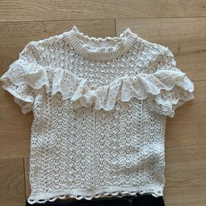 Zara crocheted knit cream colors top. Crop length size M.